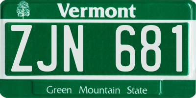 VT license plate ZJN681