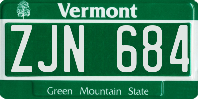 VT license plate ZJN684