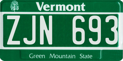 VT license plate ZJN693