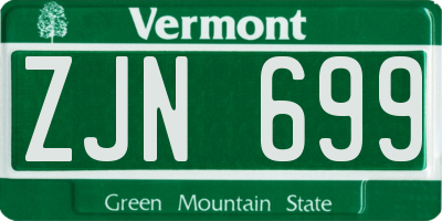 VT license plate ZJN699