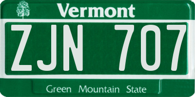 VT license plate ZJN707