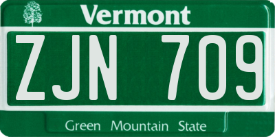VT license plate ZJN709