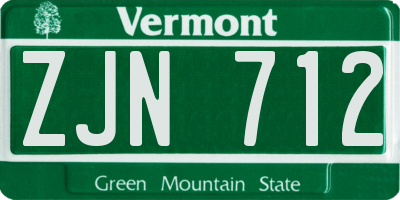 VT license plate ZJN712
