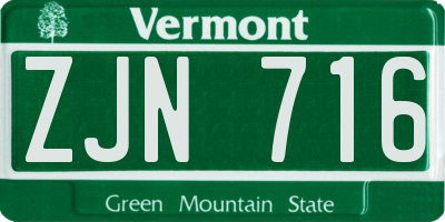 VT license plate ZJN716