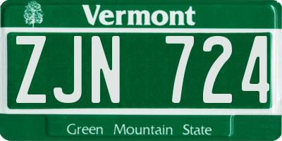 VT license plate ZJN724