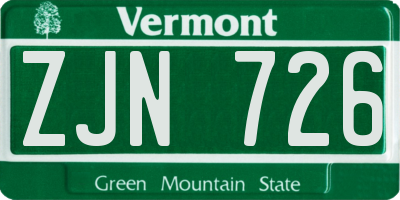 VT license plate ZJN726