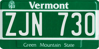 VT license plate ZJN730