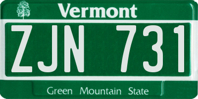 VT license plate ZJN731