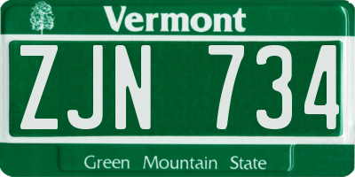VT license plate ZJN734