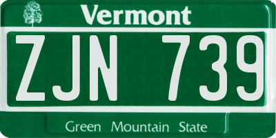 VT license plate ZJN739