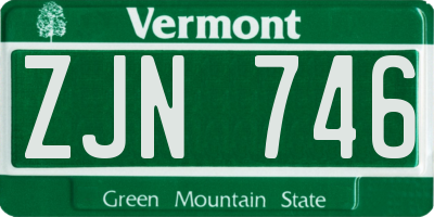 VT license plate ZJN746