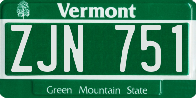 VT license plate ZJN751