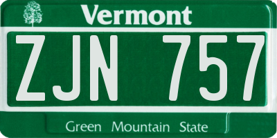 VT license plate ZJN757