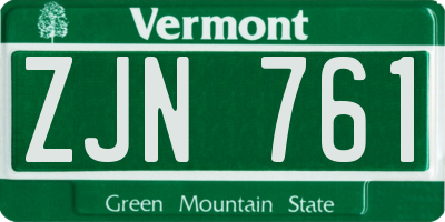 VT license plate ZJN761