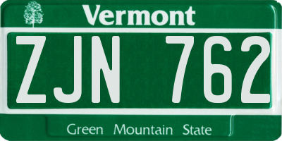 VT license plate ZJN762