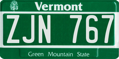 VT license plate ZJN767