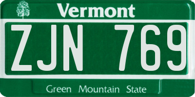 VT license plate ZJN769