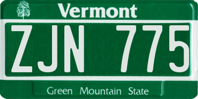 VT license plate ZJN775