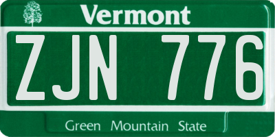 VT license plate ZJN776