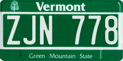 VT license plate ZJN778