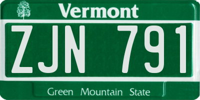 VT license plate ZJN791