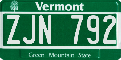 VT license plate ZJN792