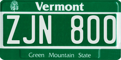 VT license plate ZJN800
