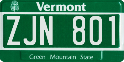 VT license plate ZJN801