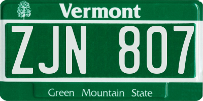 VT license plate ZJN807