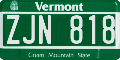 VT license plate ZJN818