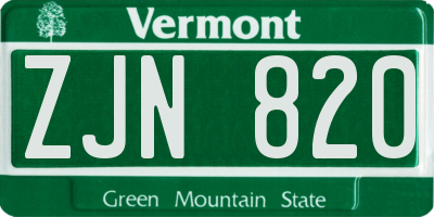 VT license plate ZJN820