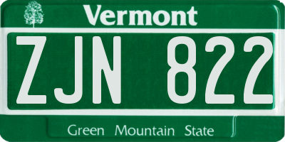 VT license plate ZJN822