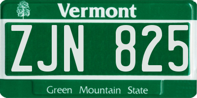 VT license plate ZJN825