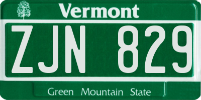 VT license plate ZJN829
