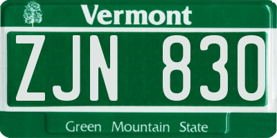 VT license plate ZJN830