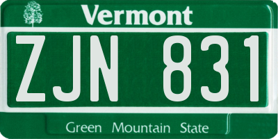 VT license plate ZJN831