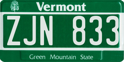 VT license plate ZJN833
