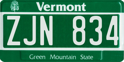VT license plate ZJN834