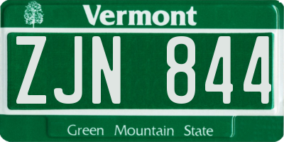 VT license plate ZJN844