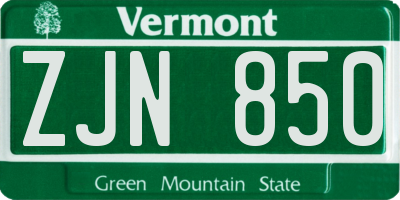 VT license plate ZJN850
