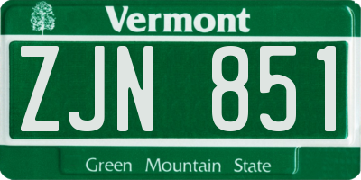 VT license plate ZJN851