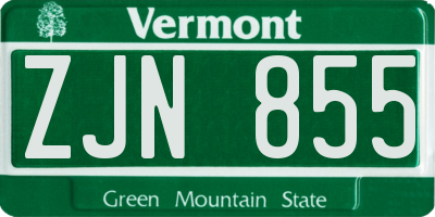 VT license plate ZJN855