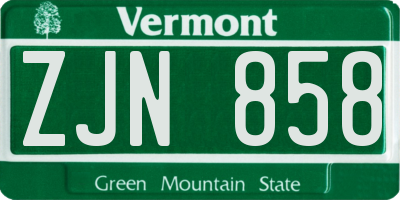 VT license plate ZJN858