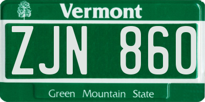VT license plate ZJN860