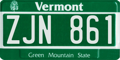 VT license plate ZJN861