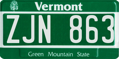 VT license plate ZJN863