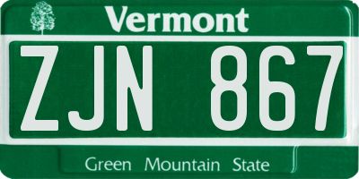 VT license plate ZJN867