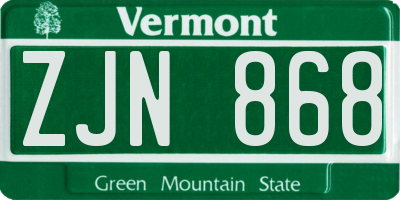 VT license plate ZJN868
