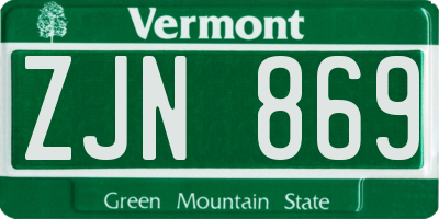 VT license plate ZJN869