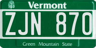 VT license plate ZJN870